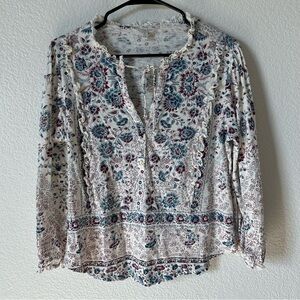Lucky Brand Cottagecore, Romantic, Coastal Cowgirl Long Sleeve Relaxed Blouse